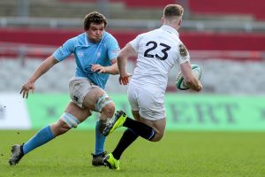 Cork Constitution's Jonathan Wren and Jack Daly of Garryowen in action at Thomond Park