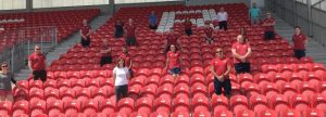 Staff and volunteers meet at Irish Independent Park ahead of the return to rugby.