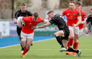 Jonathan Wren is tackled by Conor Rankin.