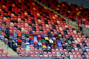 Munster clubs and schools jerseys at Thomond Park.