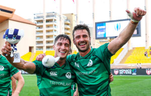 Greg O'Shea and Harry McNulty celebrate qualifying for the Olympics.