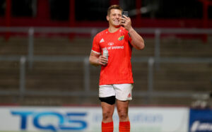 CJ Stander on a video call to his family after his final game at Thomond Park.