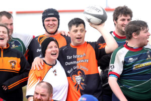 Louise O’Leary and Gary Foley celebrate after the game