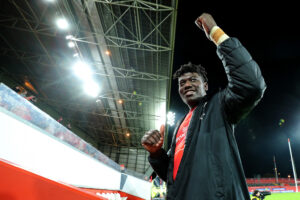 Edwin Edogbo celebrates after impressing on his first start for Munster.