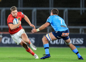 Liam Coombes comes up against WJ Steenkamp.