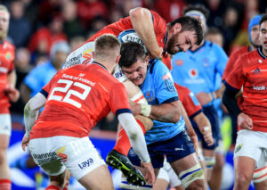 Jean Kleyn is tackled by WJ Steenkamp.