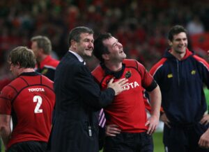 Team Manager Jerry Holland with captain Anthony Foley after Munster won the Heineken Cup in 2006.