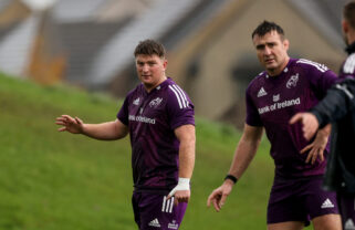 Kieran Ryan at Munster training with Niall Scannell.