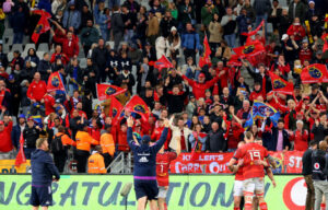 Munster fans celebrate at the URC Grand Final in Cape Town.