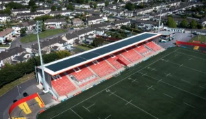 A view of the solar panels at Virgin Media Park.