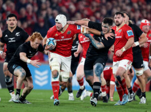 Fineen Wycherley in action against the All Blacks XV.
