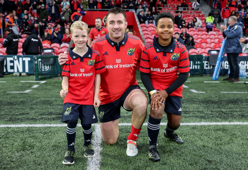 Niall Scannell leads Munster out against Bath at Virgin Media Park.