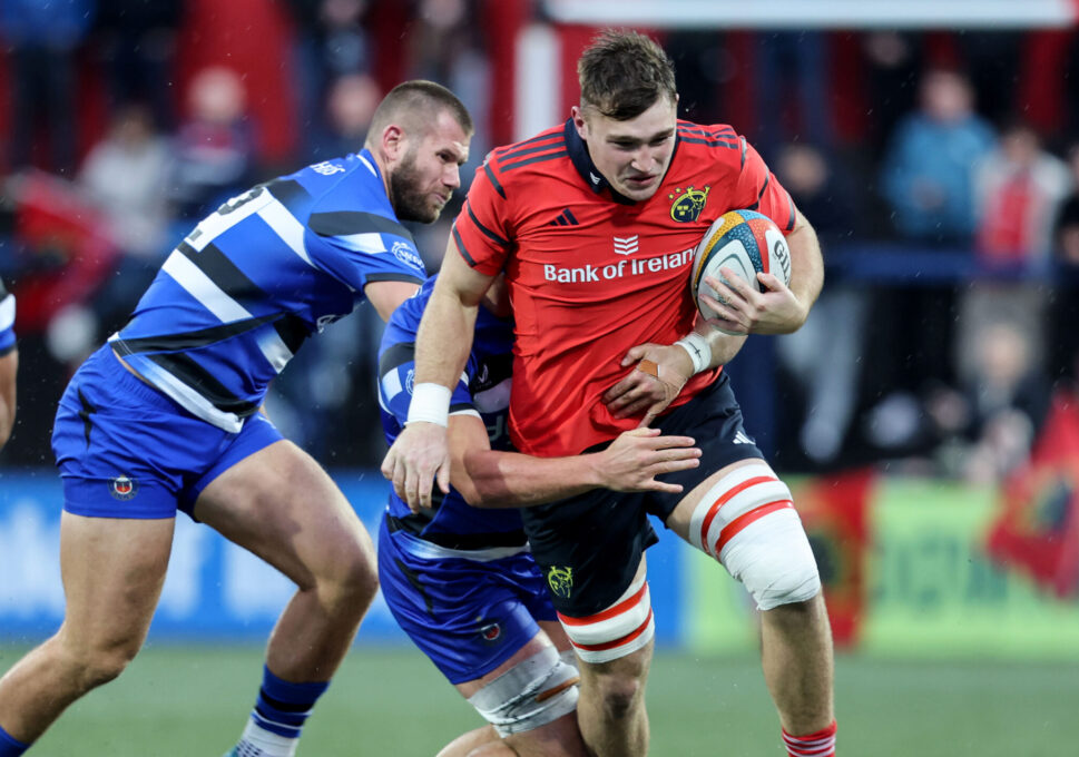 Ruadhan Quinn starts in the back row for Munster at Thomond Park.