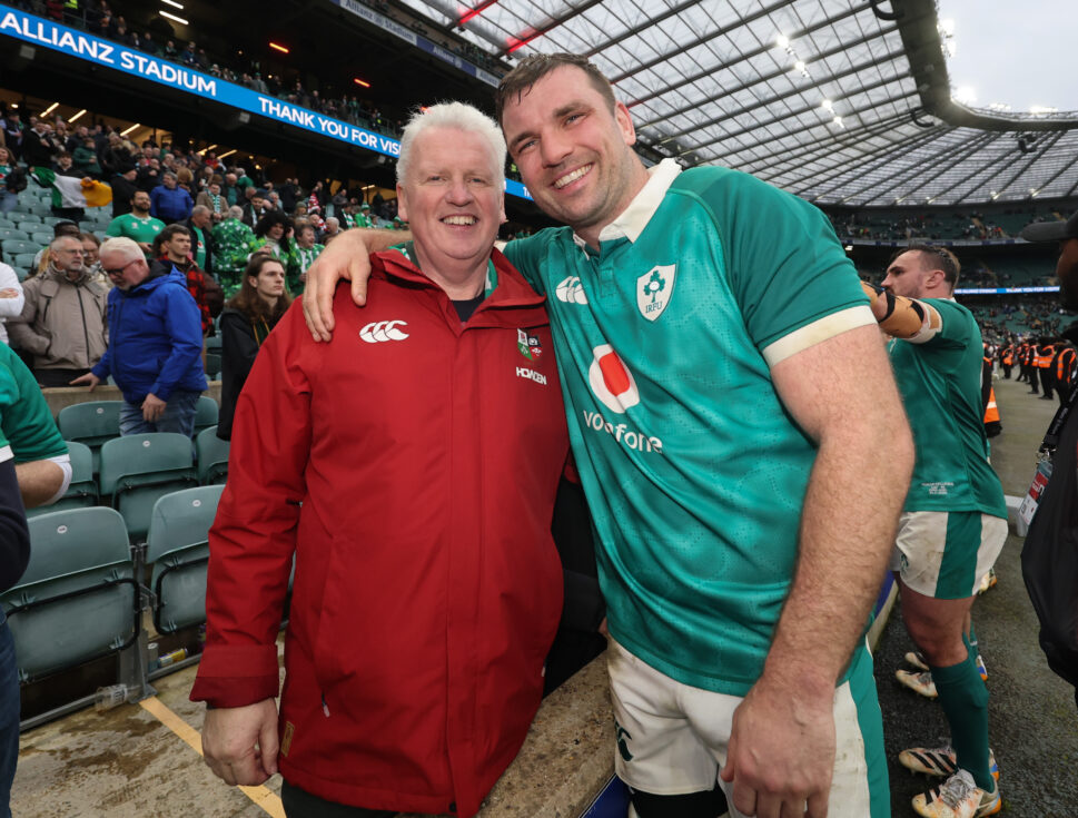 Tadhg Beirne with his father after the win in Twickenham last time out.