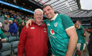 Tadhg Beirne with his father after the win in Twickenham last time out.