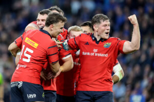 Jack O'Donoghue celebrates a try.