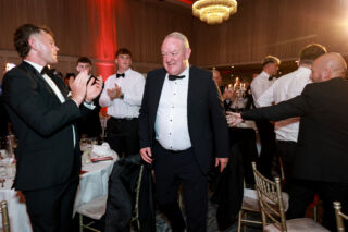Mick Galwey on his way to collect his Hall of Fame award.