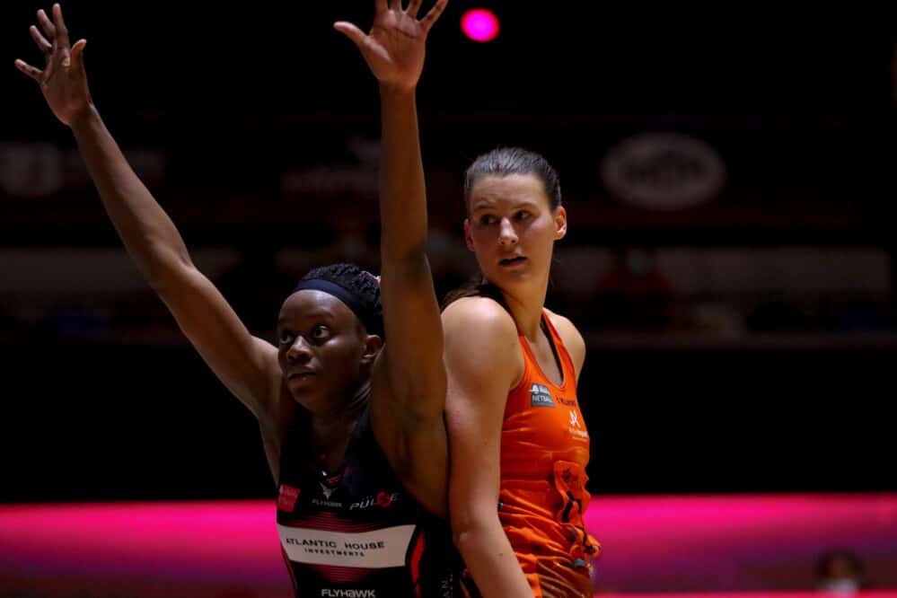 Funmi Fadoju pressures the pass (Ben Lumley)