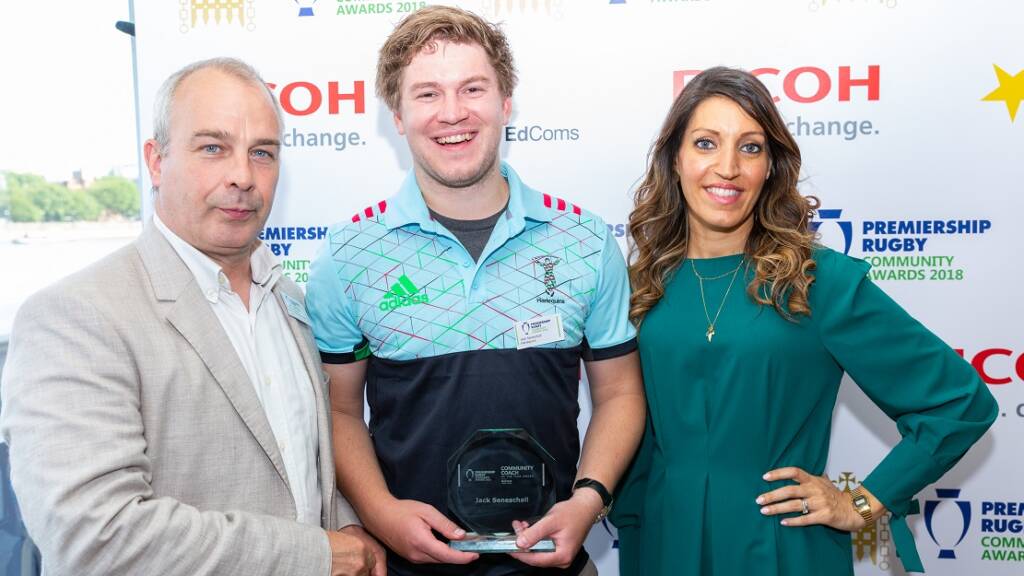 Inspirational Harlequins coach claims top prize at the Premiership Rugby Parliamentary Community Awards