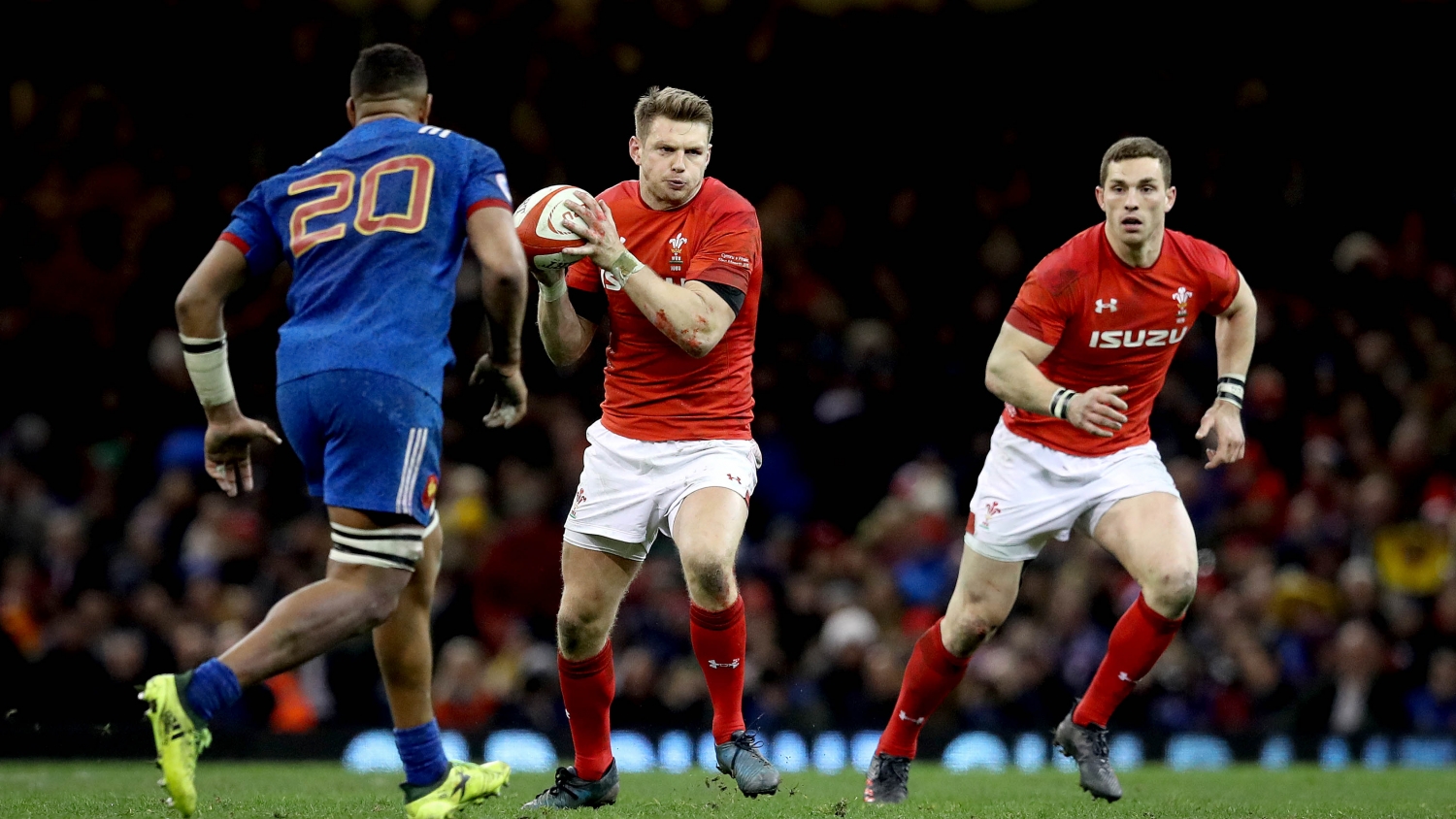 Dan Biggar and George North with Mathieu Babillot 17/3/2018 Dan Biggar and George North with Mathieu Babillot 17/3/2018