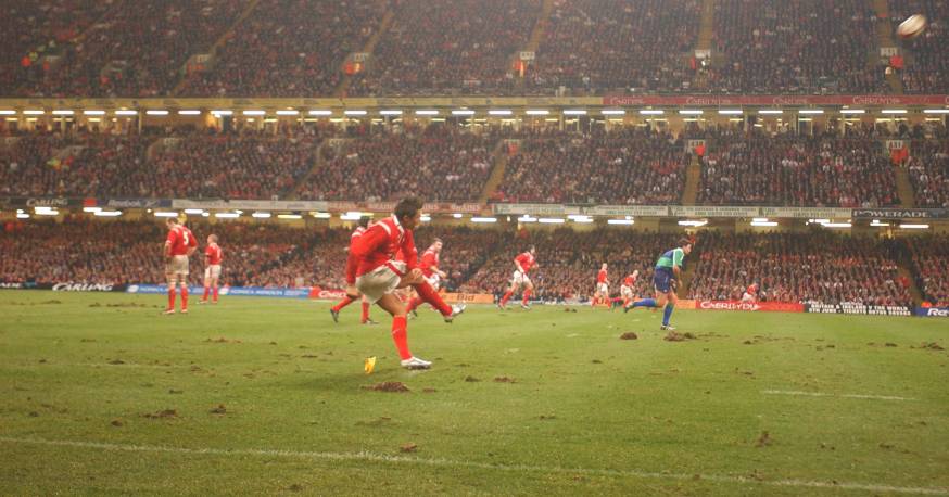 Gavin Henson kicks the last gasp penalty against England in 2005 that set Wales on their way to their first Grand Slam in 27 years