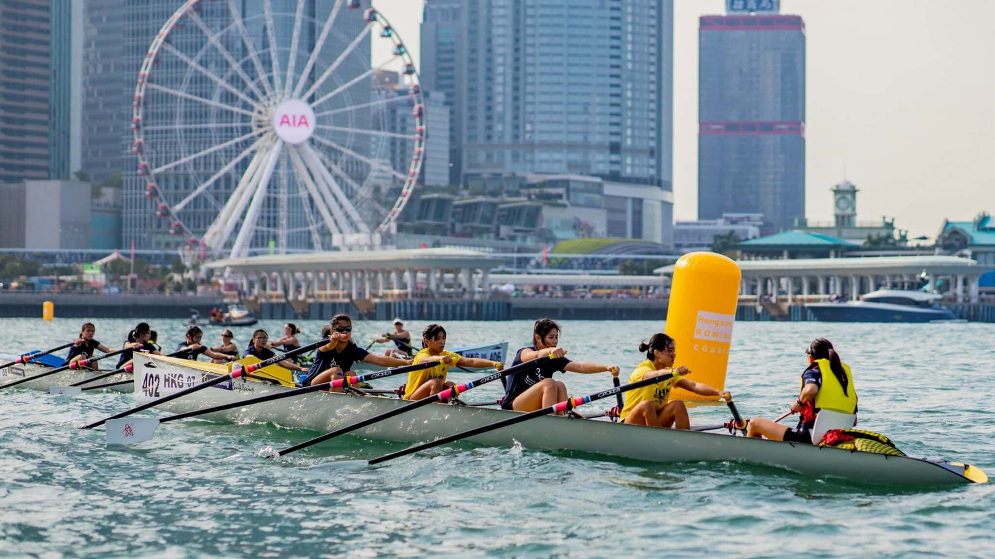 Coastal rowing under Hong Kong’s harbour skyline - World Rowing