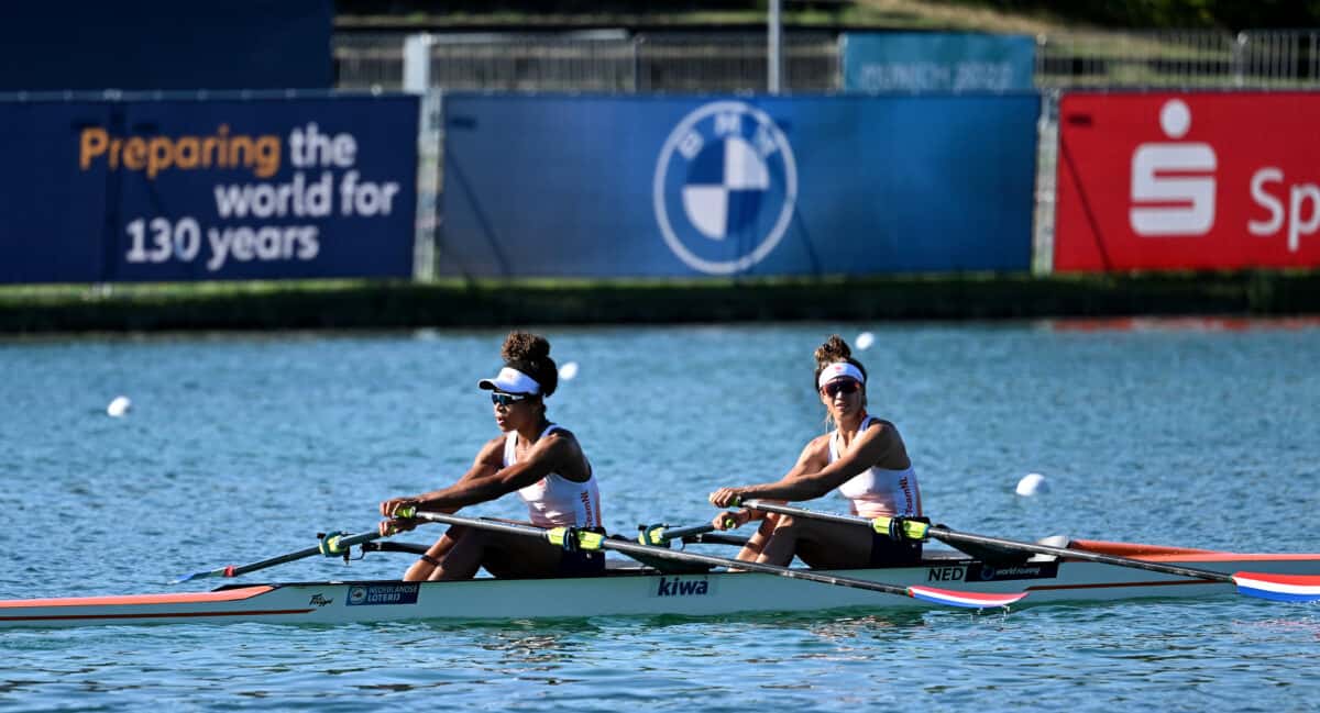 Training at the 2022 European Rowing Championships in Munich, Germany