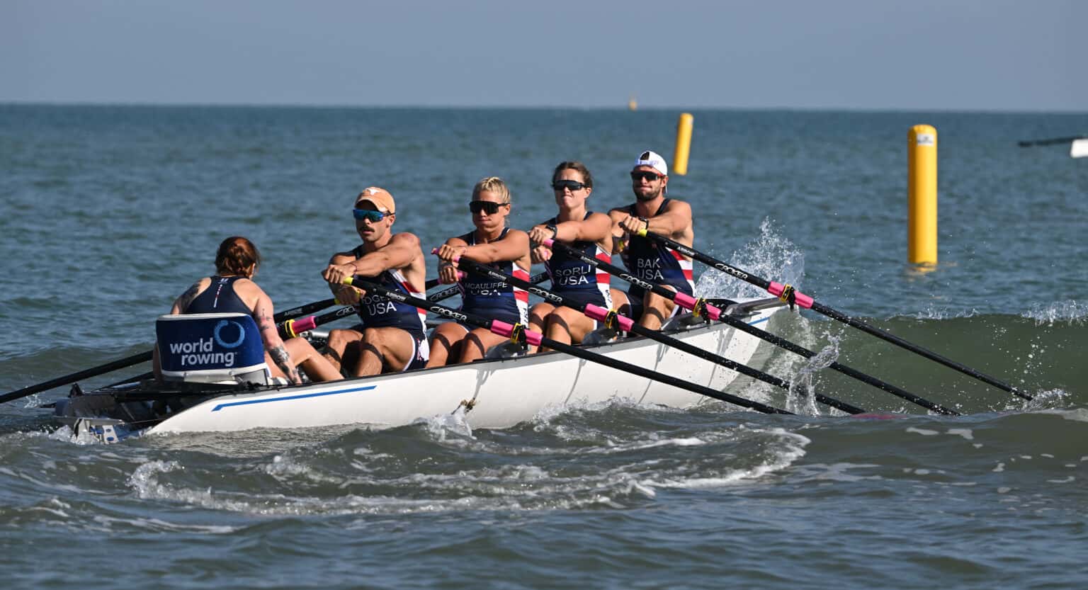Italy World Rowing Course Day One racing at the 2023 World Rowing Beach Sprint Finals, Barletta ...